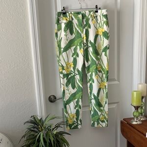 J. McLaughlin Lexi Tropical Green and Yellow Jeans SZ 12